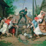 Mihály Munkácsy: Easter Sprinkling (1865)