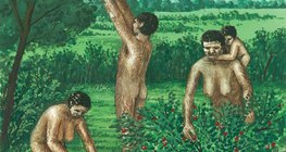 Праисторически хора събират плодове