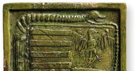 Гербът на Сигизмунд върху една глазирана плочка от печка, правена по негово време