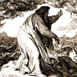 Бог създава морски животни и птици – стара гравюра