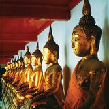 Buddha statues in the Marble Temple (Bangkok, Thailand)