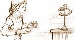 Книжната змия, разположена над радиатора, показва повишаването на температурата.