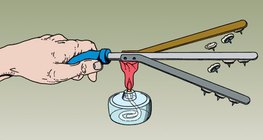 Демонстрация на топлопроводимост при мед, алуминий и желязо