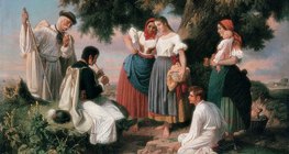 Янош Янко: " Раждането на народната песен" (1860, Унгарска национална галерия)