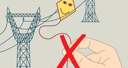 Не докосвайте дори нишката на хвърчилото, оплело се в електрическите кабели!