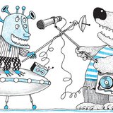 Kommunikálni próbál medve és egy ufonauta