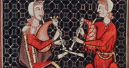 Миниатюра, изобразяваща трубадури