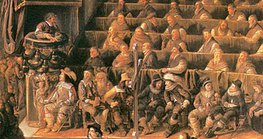 Галилей (в левия горен ъгъл) пред съда на Инквизицията