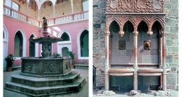 Главни забележителности на вишеградския замък са мраморният фонтан и фонтанът с лъвовете