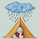 Палатка в ролята на водораздел