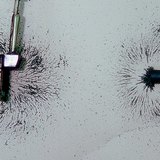 Магнитното поле на бобина и правоъгълен магнит