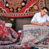 Rug maker in Damascus, capital of Syria