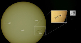 Слънчева повърхност, осеяна със слънчеви петна.