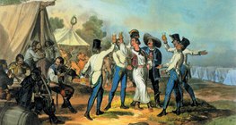 Набор в армията (оцветена литография)