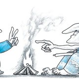 Rendőr és indián próbál közös nyelv híján mutogatással kommunikálni