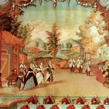 Хайдн иззад клавесина дирижира оперно представление в Естерхаза