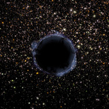 A globular cluster with a black hole in it (it was digitally added to the photo)