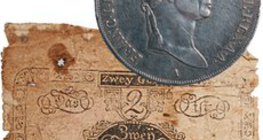 Австрийски документ за парична размяна и сребърна монета с лика на Франц I