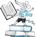 Könyvmoly egérke fázik a könyvtárban, ezért olvasás közben is aerobikozik