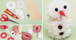 Изработване на снежен човек от памучни тампони