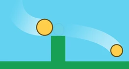 Horizontal projection of a ball knocked by a pendulum