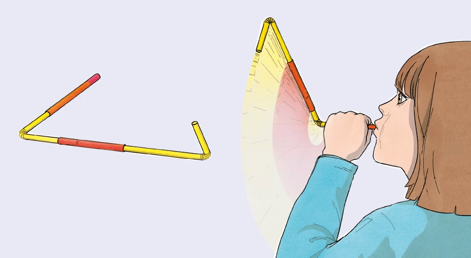 Турбина, изработена от три сламки